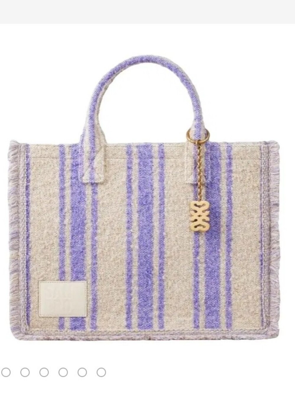 Sandro Striped Kasbah Bag Striped Lavender Cream Tote Bag Tan Summer Beach Purse